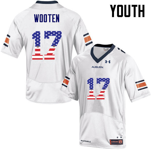 Youth Auburn Tigers #17 Chandler Wooten USA Flag Fashion White College Stitched Football Jersey